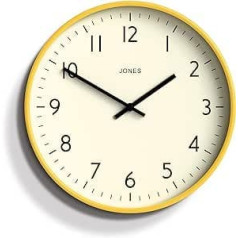 JONES CLOCKS® studijas apaļais sienas pulkstenis - apaļš pulkstenis - moderns pulkstenis - dizaina sienas pulksteņi - virtuves pulkstenis - viesistabas pulkstenis - biroja pulkstenis - viegli lasāms ciparnīca - 30 cm (dzeltens)