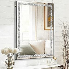 HLFMVWE Rhinestone Diamond Wall Mirror Brilliant Hand Spliced Glass Mirror Accent Decorative Mirror for Hallway Bathroom Bedroom (40x30cm)