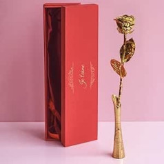 CADEAUX.COM — liela mūžīgā zelta roze — I Love You 36cm 24K — ar kastīti — Valentīna dienas dāvana — dāvana sievietēm — dāvana mīlestība — mūžīgā roze