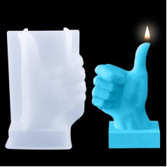 FineInno 3D Hand Candle Mould, Thumb High Gesture Candles Silicone Mould, Hands Finger Epoxy Resin Moulds Casting Mould for DIY Soaps, Candles, Plaster, Home Decoration (Thumbs Up)