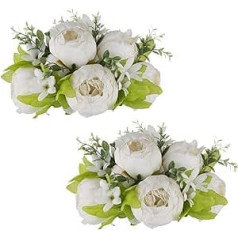 NUPTIO White Peony Flowers for Centrepieces: 2 Pieces 24 cm Diameter Artificial Flower Balls for Centerpieces Fake Bridal Arrangement Bouquet Wedding Party Table Decorations