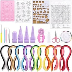 Mardatt 64 Pieces Complete Paper Quilling Set, 45 Colours, 900 Strips, Paper with Necessary Tools for Beginners, Advanced Quillers, DIY Craft Quilling Set