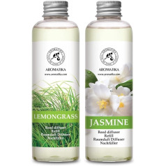 Istabas smaržu difuzora uzpilde citronzāle un jasmīns 400 ml – 2 x 200 ml – uzpildes komplekts smaržu difuzoram – niedru difuzora uzpilde – istabas aromāts – istabas aromāts – telpas gaiss