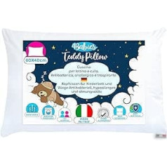 4BABIES - Children's Pillow 40 x 60 cm, Baby Pillow from 1 Year Breathable, Hypoallergenic with Lining 100% Italian Cotton, Hypoallergenic, Dust Mite Proof