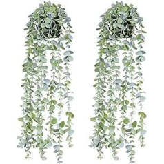 BACAMA Artificial Hanging Plants in Pots, Artificial Ivy Vine Leaves for Home Kitchen Garden Office Wall Mounted Shelf Decor 2 Pack Looks Full, 60cm Long, Green