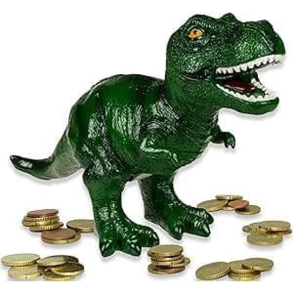 T-Rex Treasure XL Money Box - Large Dinosaur Tyranosaurus Money Box - H x L x W 22 x 32 x 13 cm - Figure Decoration Gift Piggy Bank