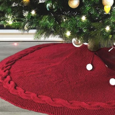 Leeko Christmas Tree Skirt, Knitted Skirt Decoration, Protection Against Pine Needles, Round Christmas Tree Skirt for Christmas