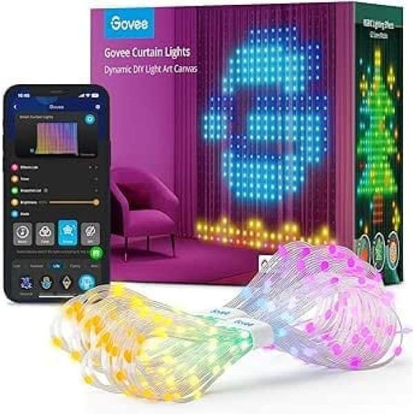 Govee aizkaru gaismas, 520 RGBIC gaismas diodes Fairy Lights Ziemassvētku āra apgaismojums, DIY gaismas modelis, viedais LED aizkars 86+ režīmi, IP65 ūdensizturīgs, saderīgs ar Alexa istabai, ballītei, Ziemassvētku dekorēšanai (1,5 x