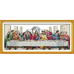 14CT Cross Stitch Set 77 x 35 cm Printed Fabrics DIY Embroidery Simple Entry Sets Pre-Printed Embroidery for Girls Crafts DMC Item Embroidery - The Last Supper