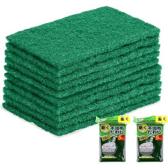 RICHSUM Pack of 10 Scouring Pads Heavy Duty Scratch Resistant Perfect for Washing Dishes, Kitchen, Lightweight Interior Cleaning, Green