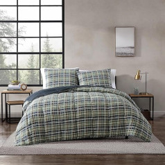 Eddie Bauer Home Comforters Reversible Down Duvet Cover with Matching Pillow Case Home Decor for Cold Months Full/Queen Heavy Duty Navy Green