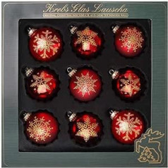 Glass Baubles Assortment 8 cm, 9-Piece Assorted, Red 9 Pieces/Box