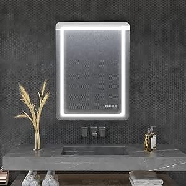 furduzz vannas istabas spogulis ar LED gaismām 700x500mm apgaismots sienas vannas istabas spogulis ar cilvēka ķermeni indukcijas grima spoguli, regulējams 3 krāsās un noņemšanas spilventiņš