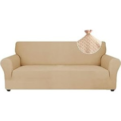 Ystyle elastīgs dīvāna pārvalks 3 vietīgs, elastīgs dīvāna pārvalks ar roku balstiem, žakarda dīvāna pārvalks, neslīdošs, mazgājams dīvāna pārvalka aizsargs suņiem mājdzīvniekiem, bēšs dzeltens