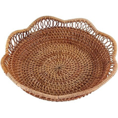 Handwoven Rattan Storage Basket Fruit Basket Woven Tray Restaurant Small Container Home Decoration S-23x5.5cm