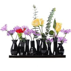 Jinfa Handmade, Small, Ceramic, Decorative Flower Vases, Set of 10 Vases in Black