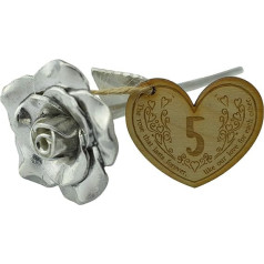 5th Anniversary Rose with Wooden Pendant - Gift for Wife or Husband (rsetag5)