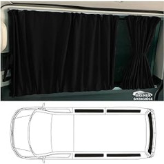 BREMER SITZBEZÜGE Dimensions Curtains Sun Protection Compatible with VW T5 T6 T6.1 Transporter Caravelle Long Wheelbase with Tailgate in Black Camping Accessories Motorhome Accessories Camper Curtains