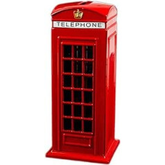 Liela telefona kaste naudas kaste monēta, kastīta Cūciņa banka Londonas suvenīri Sarkana telefona kaste naudas kaste, liets metāls