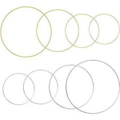 8 Pieces 4 Sizes Metal Rings for Crafts, Gold/Silver, 2 x 18 cm, 20 cm, 25 cm, 30 cm Metal Rings Dream Catcher Macrame Hoops, Mobile Floristry Decoration for Flower Circles, DIY Decoration