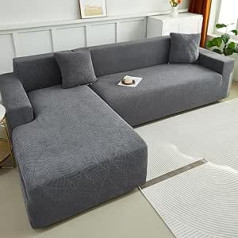 WULTNICEW dīvāna pārvalks stūra dīvāns L formas ūdensizturīgs elastīgs dīvāna pārvalks Universāls dīvāna pārvalks 1/2/3/4 vietīgam (L formas stūra dīvānam nepieciešami divi) (4 vietīgs, tumši pelēks)