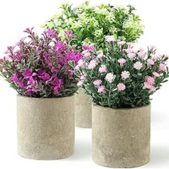 ALAGIRLS Artificial Plants in Pot, Pack of 3 Mini Artificial Plant Table Decoration, Modern Decoration, Artificial Flowers for Living Room, Home, Bedroom, Desk, Office Decoration