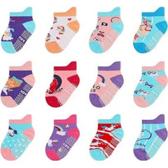 Baby Non-Slip Grip Socks Toddler Girls Boys Non-Slip Children Cotton Infant Crew Socks 12 Pairs