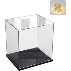 Acrylic Display Case Clear for Lego Action Figures Funko Pop Model Sculpture Transparent Plexiglass Display Box for Collection Dust Protection Display Box for Basketball Football, Black, 30 x 30 x 30