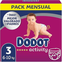 Dodot Activity Baby autiņbiksītes, 3. izmērs (6-10 kg), 224 autiņbiksītes ar stiprāku piegulšanu