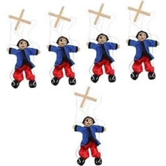 Totority Pack of 5 stīgu marionetes bērnu pildīta plīša rotaļlieta Themberchaud plīša klauns rotaļlieta Leļļu spēļu aksesuāri Pirātu konusveida lelle Koka zīdaiņa pildīta rokas leļļu vīrieša audums