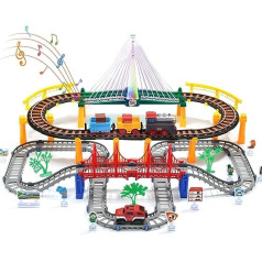 Train Set Toy, Rails Car Toy, Railway Track Playset for 3 4 5 Year Old Toddlers, Children