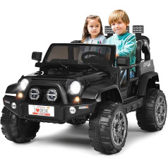 COSTWAY Children's Electric Car 2 Seater with 2.4G Remote Control, 3 Speed 12 V Children's Car with MP3, Music, Horn and Headlight, Jeep Car 2.5-4 km/h, for Children from 3 Years (Black)