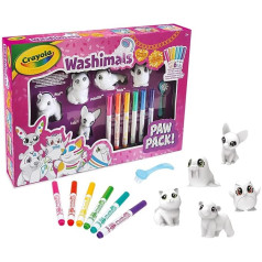 CRAYOLA 74-1661 120 Washimals, Paw Kit, waschbare Marker und Ausmalfiguren, kreatives Spiel und Geschenk für Kinder, ab 3 Jahren, Mehrfarbig, 12 Stück (1er Pack)