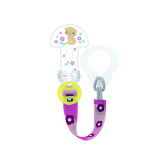 MAM Clip It! Baby Pacifier Cash Holder, Adjustable Length Baby Dummy Holder, Pacifier for Ring Rings, Teething Rings and Toys, Pink