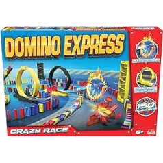 Goliath 81008 Domino Express Crazy Race, Domino komplekts Tavai Domino dienai, Aizraujoši triki ar domino kauliņiem un daudzi aksesuāri, no 6 gadiem