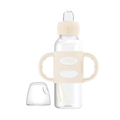 Dr. Brown's® Milestones™ Slim Sippy pudele ar rokturiem 100% silikona, Grippy Soft Spill 250 ml BPA bez Ecru 6 mēn.