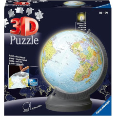 Ravensburger 3D puzle 11549 - Globuss ar gaismu - 540 gabali - Izgaismots globuss pieaugušajiem un bērniem no 10 gadu vecuma