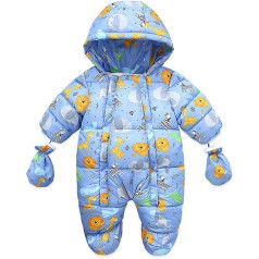 Kobilee Baby Boy ziemas ietīšanas bodijs ar ausīm Kapuce silts sniega tērps bērnu apģērbs Rudens flīss ar kājām jaundzimušā komplekts ziemas kombinezons Sākotnējais aprīkojums Jaundzimušajam ar rāvējslēdzēju uz augšu 6-9 mēnešu komb