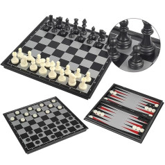 Andux salokāms magnētisks trīs vienā galda spēļu komplekts šahs Backgammon Dame CXYXQ-02 (L)