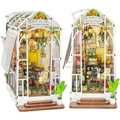 Spilay DIY Book Nook Dollhouse Kit, Booknook grāmatplauktu ieliktņu dekoru aleja, grāmatplauktu modeļu veidošanas jaunrades komplekts ar putekļu vāku un mūzikas kastīti M2313