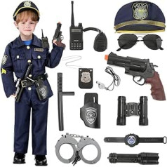 Geplaimir Police Costume Children's Police Toy Set for Children with Police Hat Police Costume for Boys Girls Halloween Carnival Birthday Police Costume