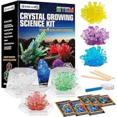 BIGEARN Crystal Growing Experiment Kit - Let 6 Fascinating Crystals Grow Experiments for Children Aged 6+ Small Scientist Toy Idea for Christmas