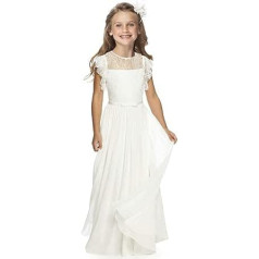 CQDY Flower Girl Dresses for Wedding Girls Floral Lace Dress Flower Dress Pageant Bridesmaid Christening with Large Bow 2-13 Years