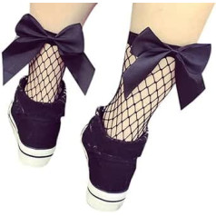 Stockings Koly Women's ® 1 Pairs Lady Lace Fishnet Elastic Bowknot Transparent Short Socks Short Sock