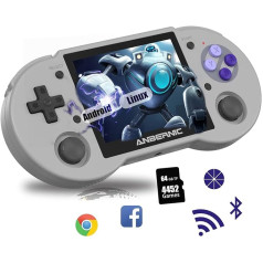Anbernic RG353P Handheld Game Console Supports 5G WiFi 4.2 Bluetooth Dual OS + Android 11, Linux RK3566 64BIT 64G TF Card 4452 Classic Games 3.5 Inch IPS Screen 3500 mAh Battery (Grey)