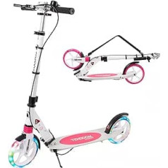 Scooter for Kids Aged 8-12 Years and Adults, LED Light Wheels Scooter for Kids, Quick Folding Handbrake Adult Kick Scooter with Bicycle Bell Smooth Ride Height Adjustable City Scooter up to 100kg