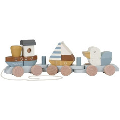 Little Dutch Sailors Bay 7068 FSC Wood Railway Train with Plug-In Shapes and Pull Cord