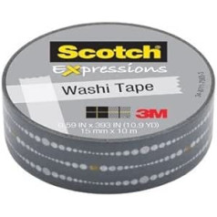 Scotch Expressions Washi Tape, 0,59 x 393, pelēki burbuļu punkti no Scotch