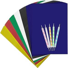 120 pieces transfer paper, carbon tracing paper, water-soluble for transfer patterns on fabric, wood, cross stitch paper, hand painting with 5 embossing pens (A4, 6 colours)