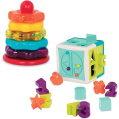 Battat Motor Skills Cube and Stacking Tower with Letters, Numbers - Motor Skills Toy, Plug-In Game, Activity Centre, Educational Toy - Children Baby Toy from 1 Year